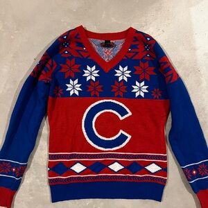 Blue and Red V-Neck Sweater